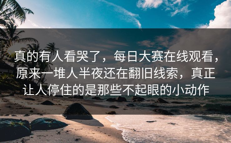 真的有人看哭了,每日大赛在线观看,原来一堆人半夜还在翻旧线索,真正让人停住的是那些不起眼的小动作 真的有人看哭了,每日大赛在线观看,原来一堆人半夜还在翻旧线索,真正让人停住的是那些不起眼的小动作
